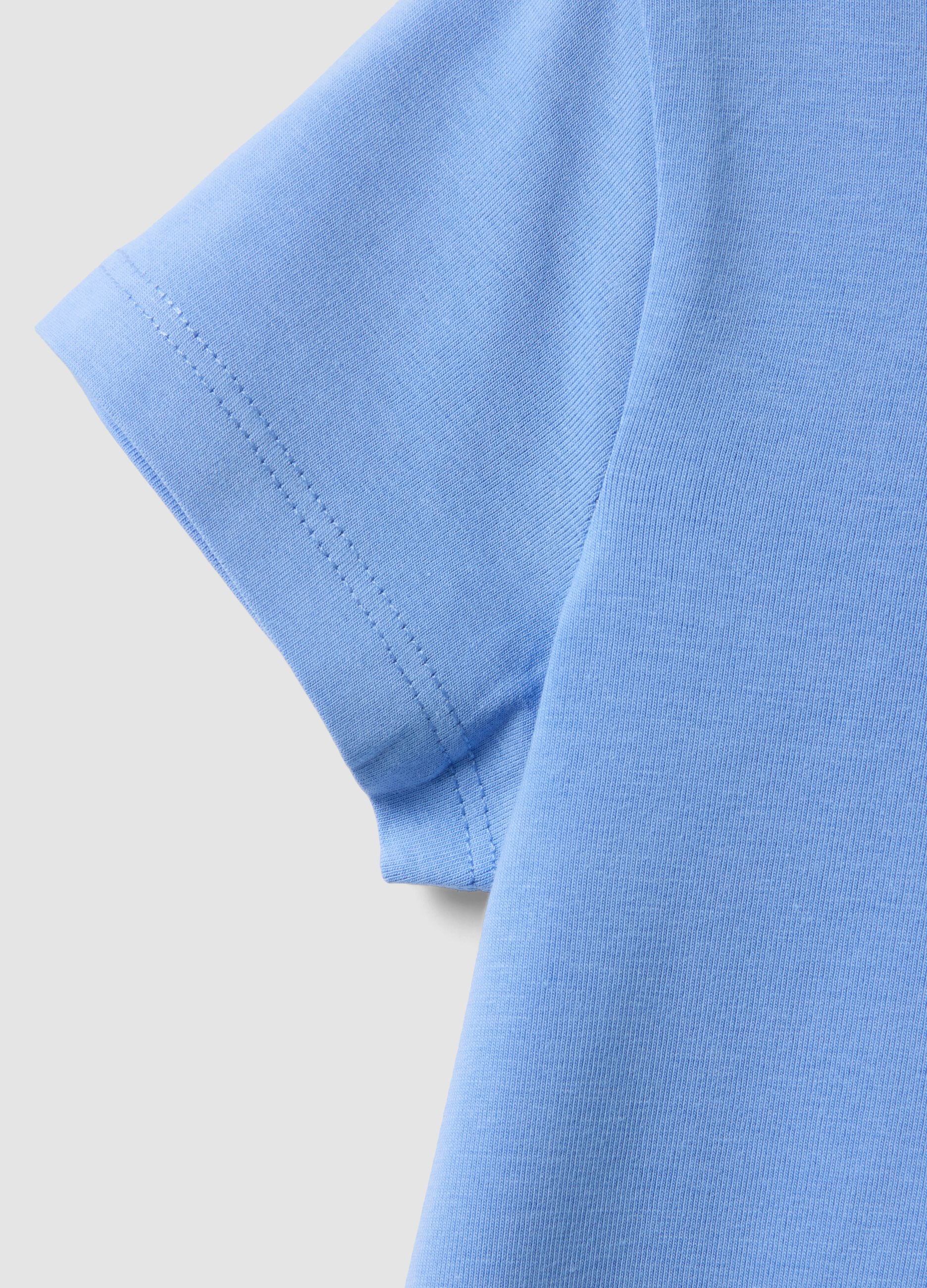 Girls' light blue stretch cotton T-shirt, regular fit