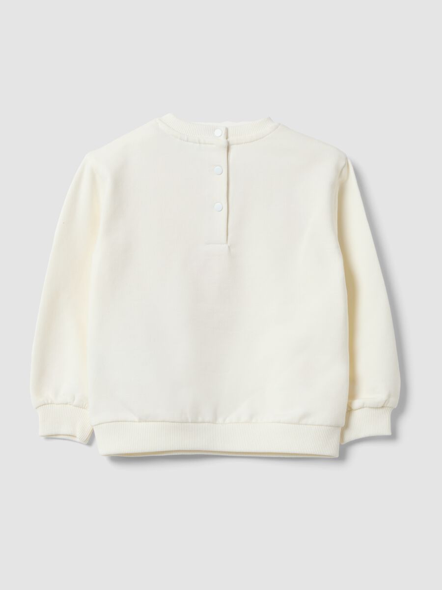 Felpa bianca in cotone elasticizzato con ricami per bimba regular fit_1