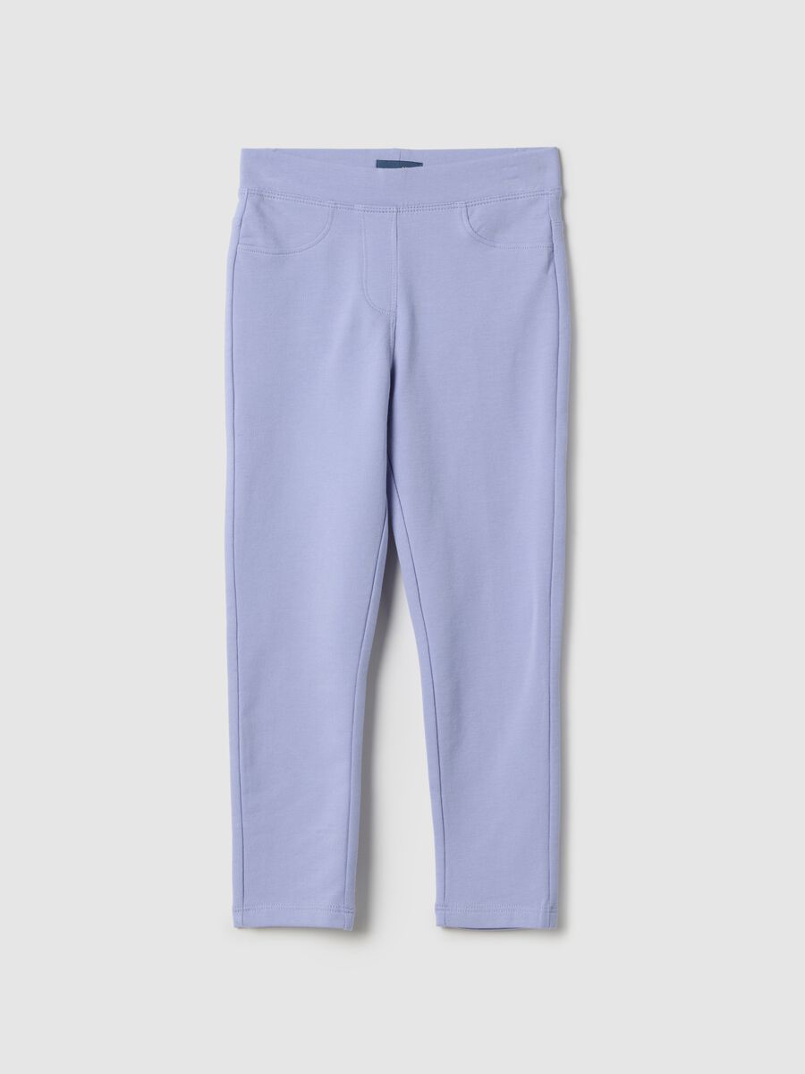 Girls' Slim Fit Purple Stretch Cotton Treggings_0