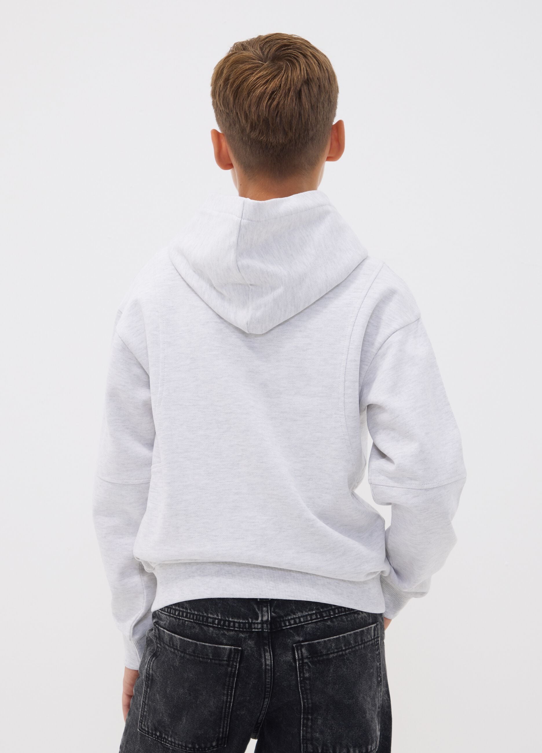 Grey oversized cotton and viscose blend hoodie for boys