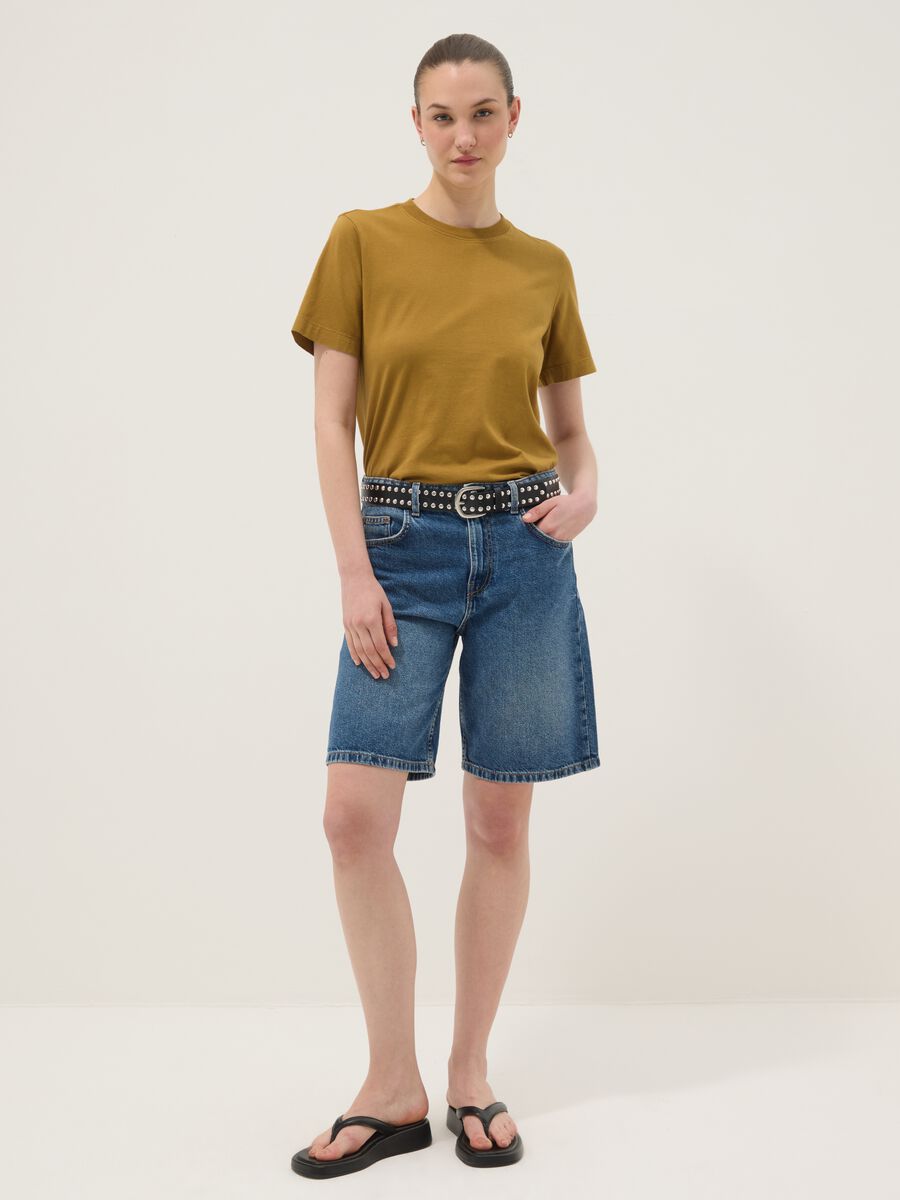 Brown short-sleeve pure cotton T-shirt, regular fit_1
