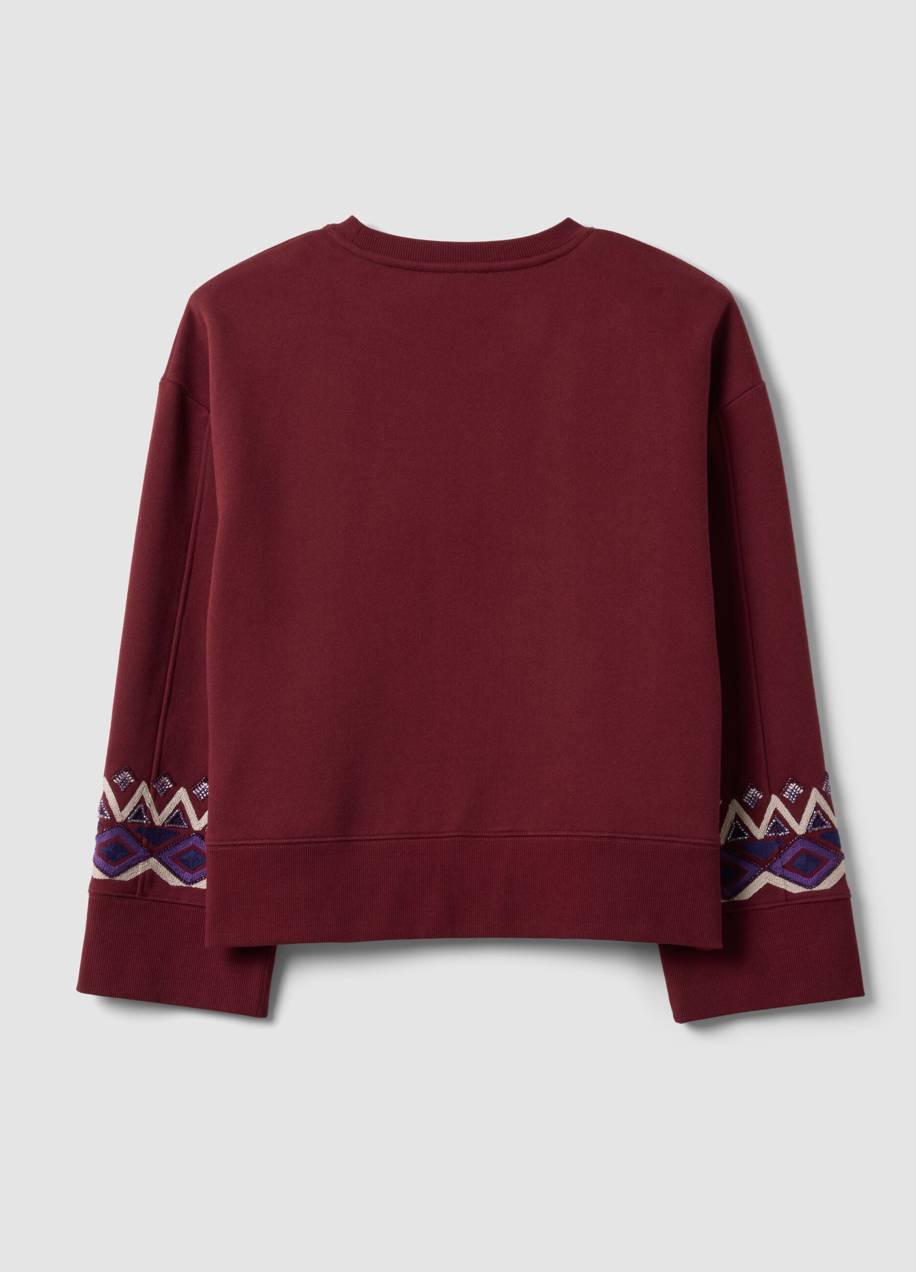 Red cotton-blend sweatshirt with regular fit pattern