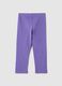 Girls' purple cotton stretch leggings slim fit with star_1