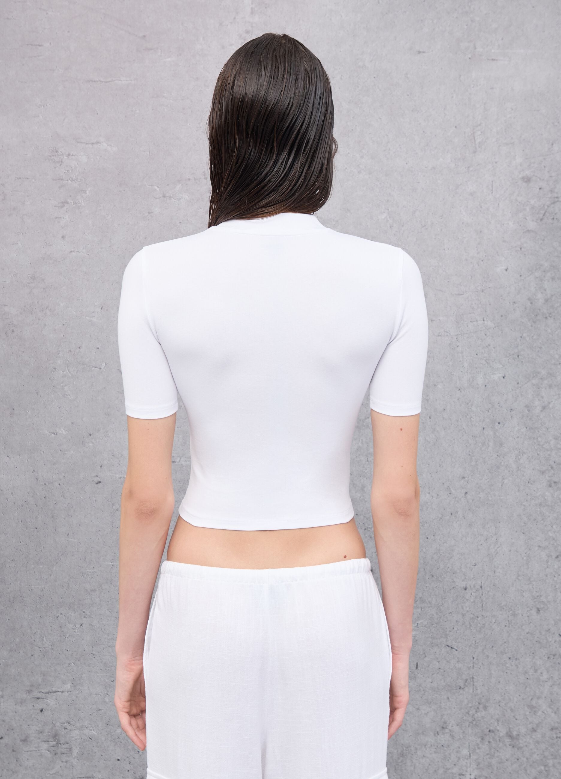 Mockneck White T-shirt