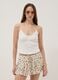 White stretch cotton fitted top with lace trim_2