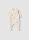 Beige organic cotton-blend all-in-one baby sleepsuit with Mickey embroidery_0