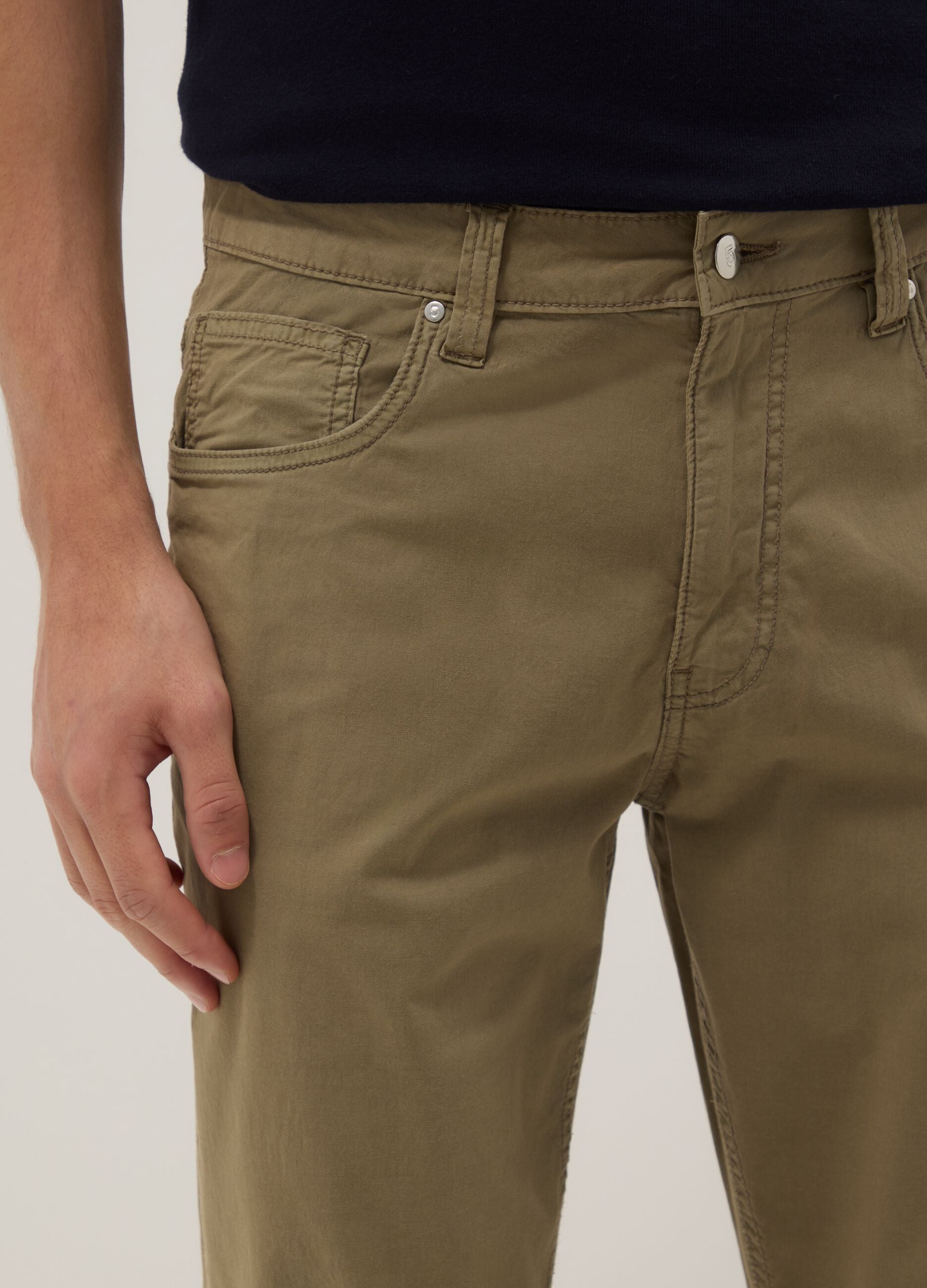 Slim fit green stretch cotton trousers