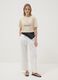Beige short-sleeved pure cotton T-shirt with embroidery_1