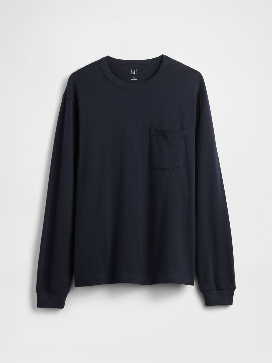 Blue long-sleeve cotton shirt_4