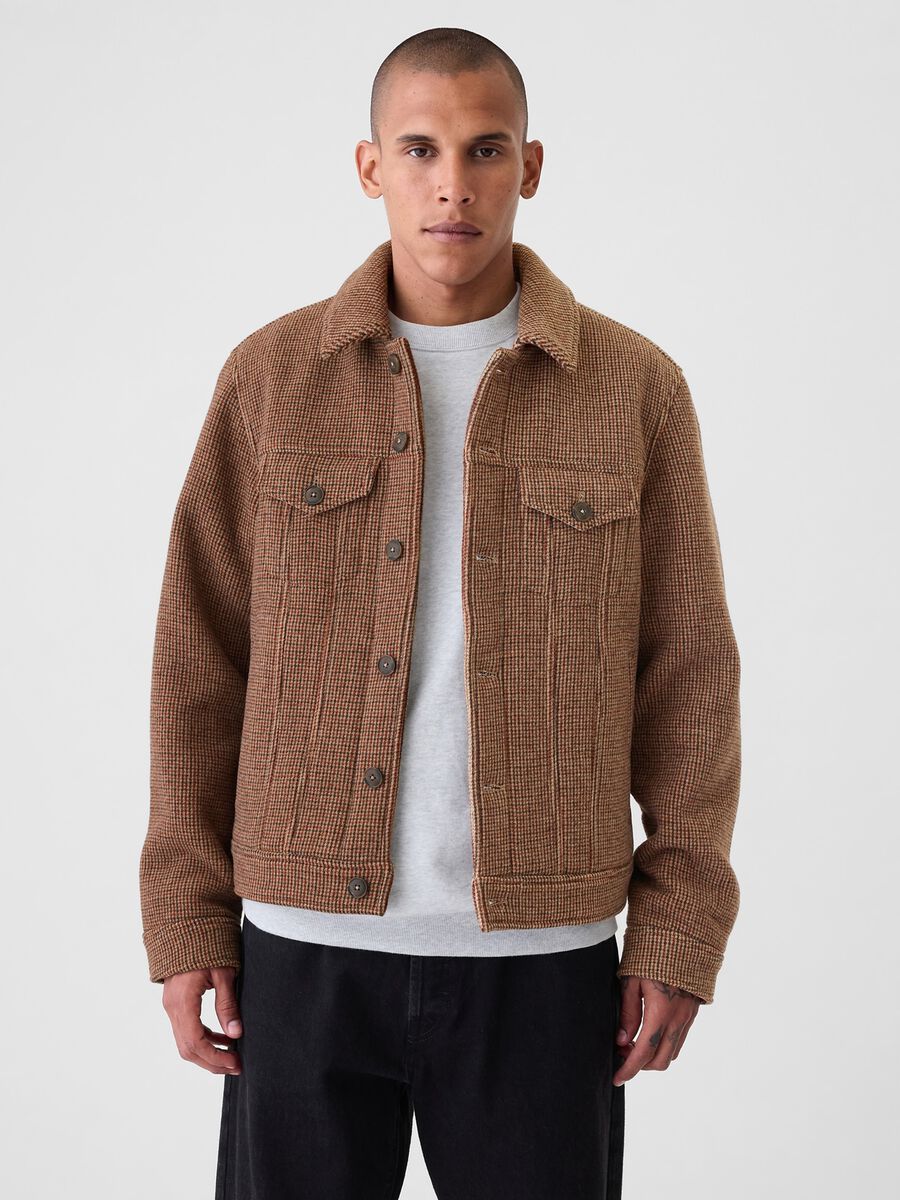 Short jacket with micro check pattern_0