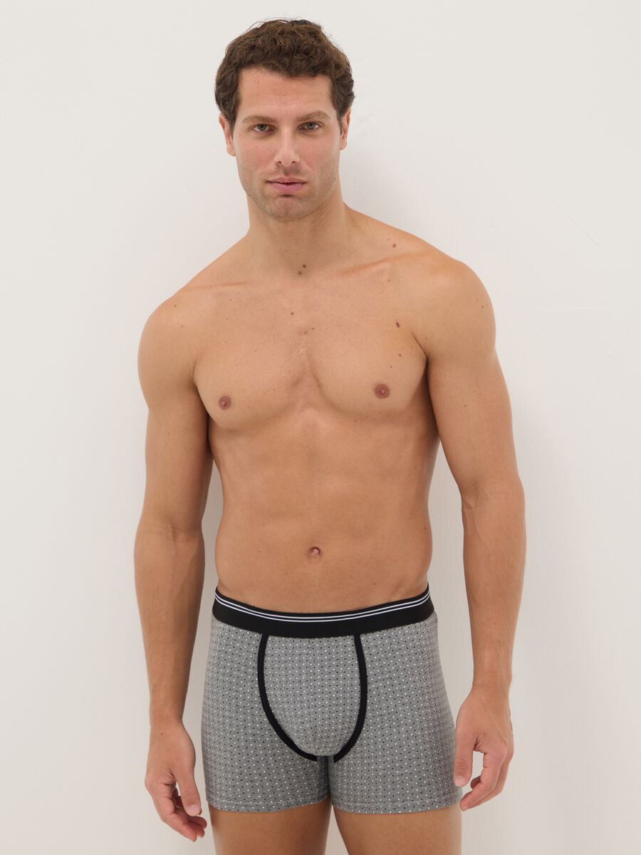 Tripack boxer midi multicolor a quadri in cotone organico elasticizzato regular fit_0