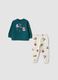 Green and white organic cotton pyjamas with print_0