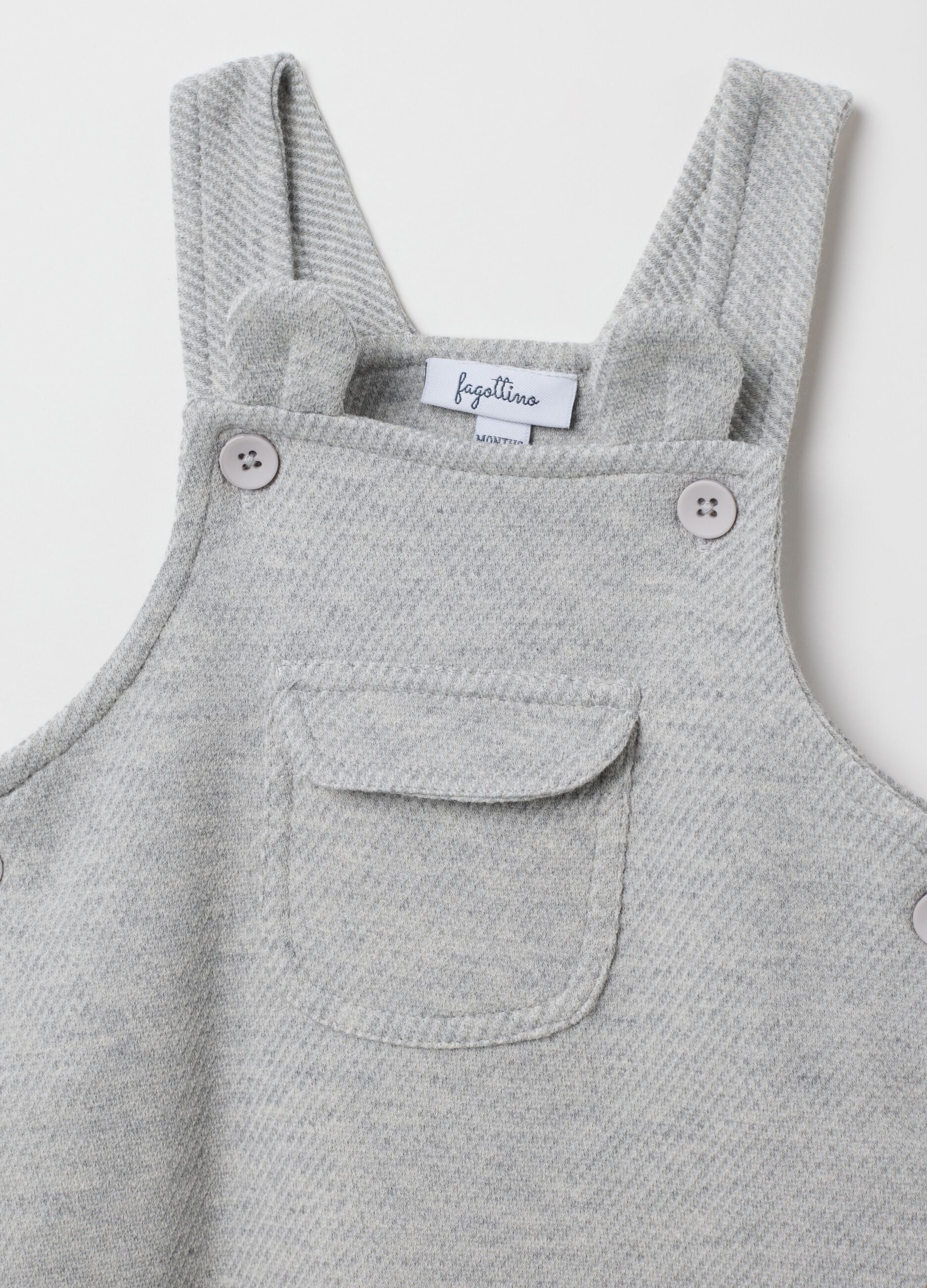 Grey fleece baby dungarees