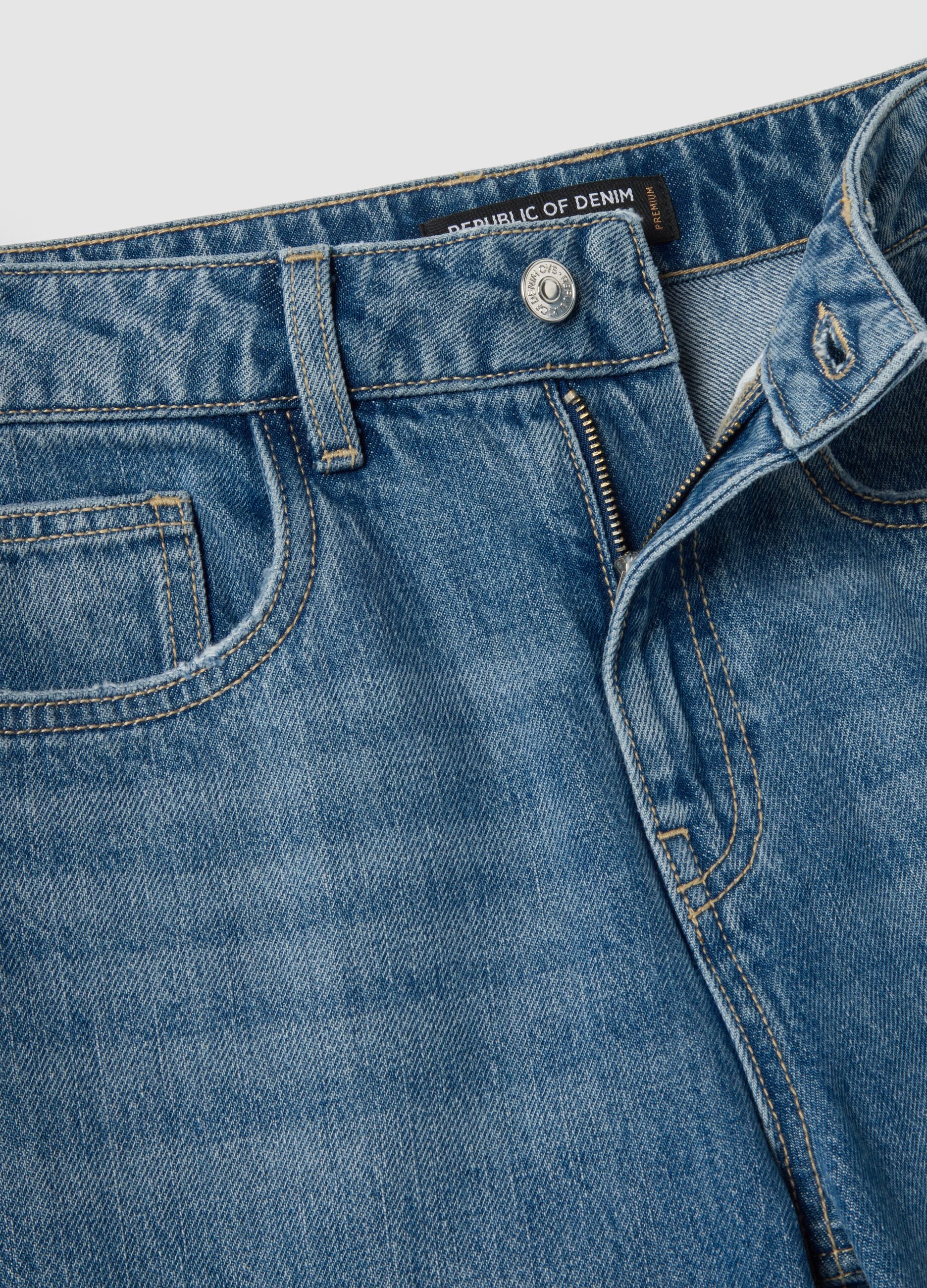 Blue cotton straight fit jeans