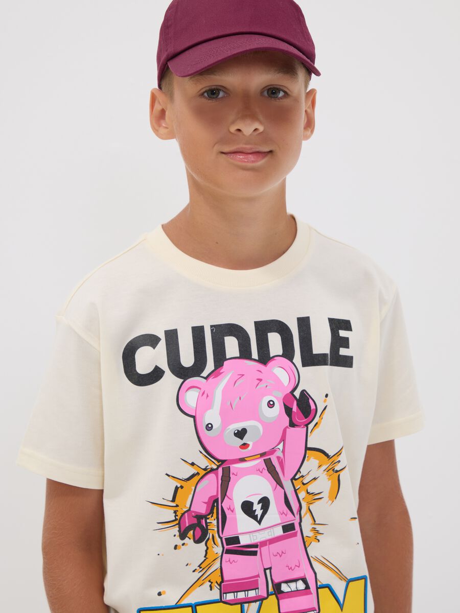 T-shirt in puro cotone beige da bambino regular fit con stampe_1