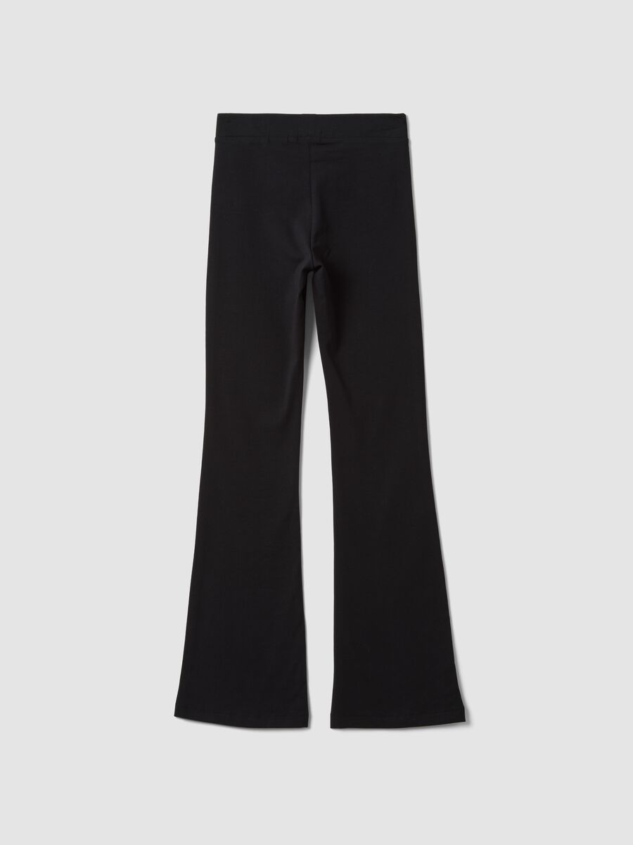 Girls' black flared leggings in stretch organic cotton_5