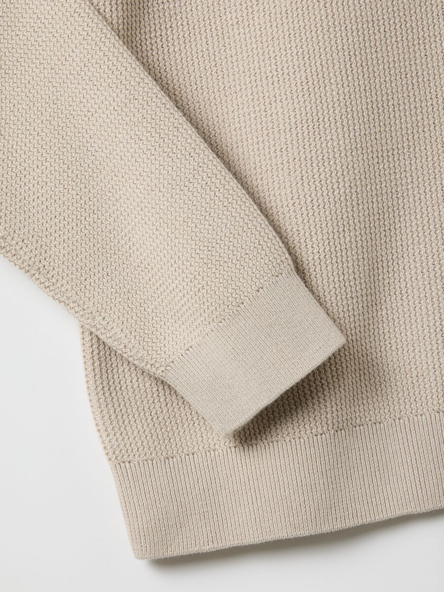 Maglione girocollo in puro cotone beige regular fit_5