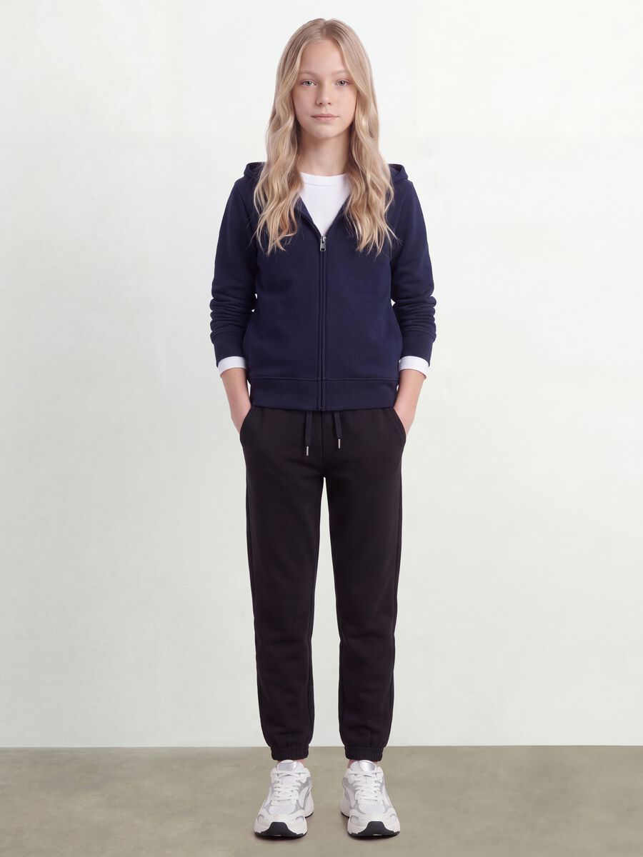Blue pure organic cotton hooded sweatshirt with star for girls_1