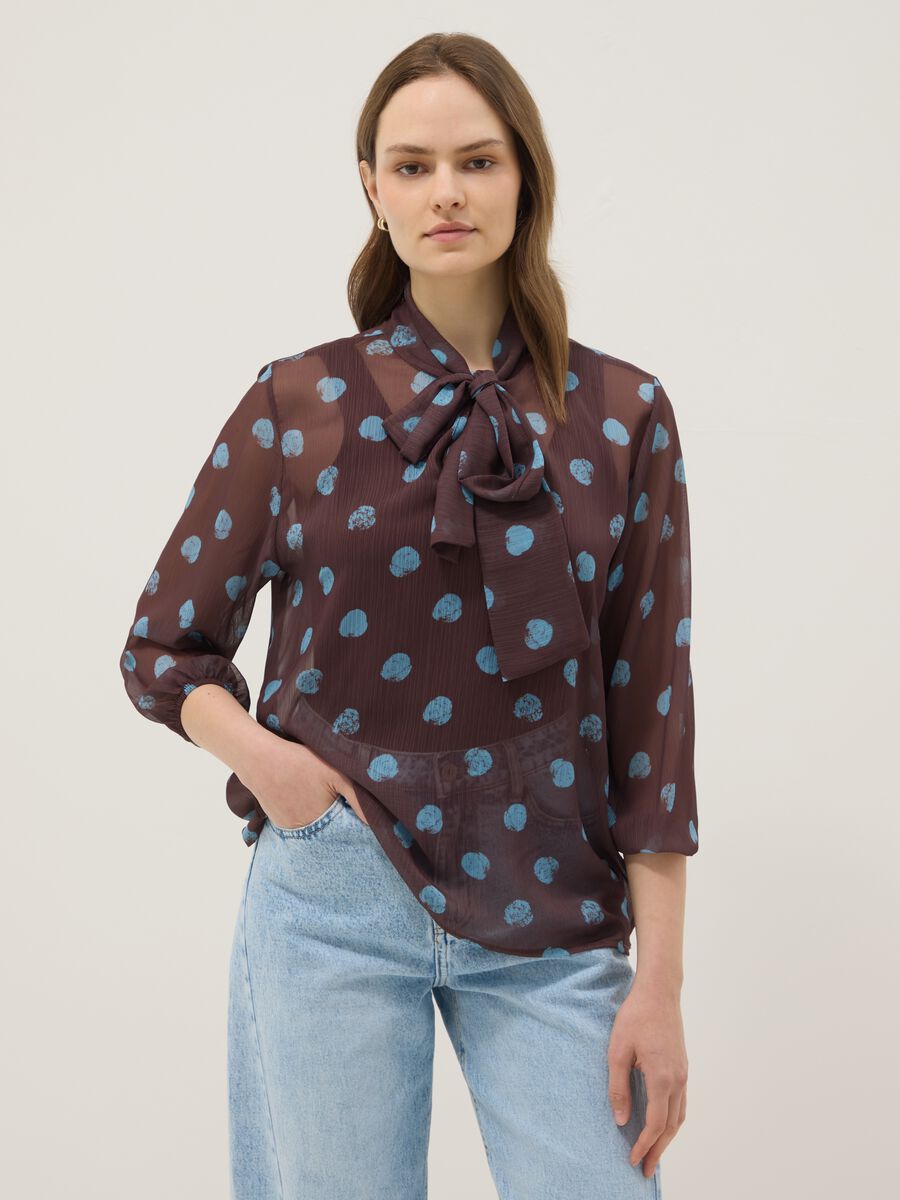 Multicolour long sleeve polka dot blouse regular fit_0