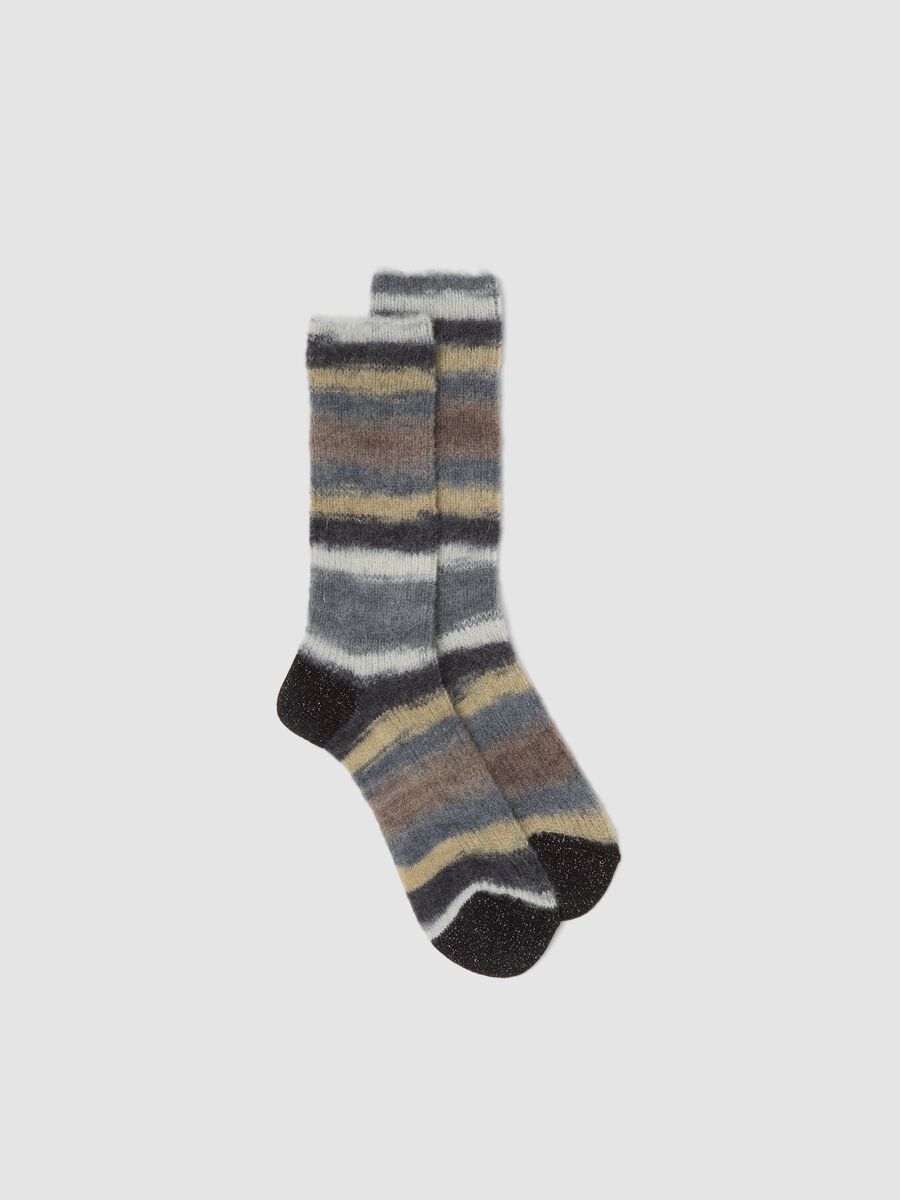 Calzini multicolor a righe in mohair e alpaca elasticizzata_0