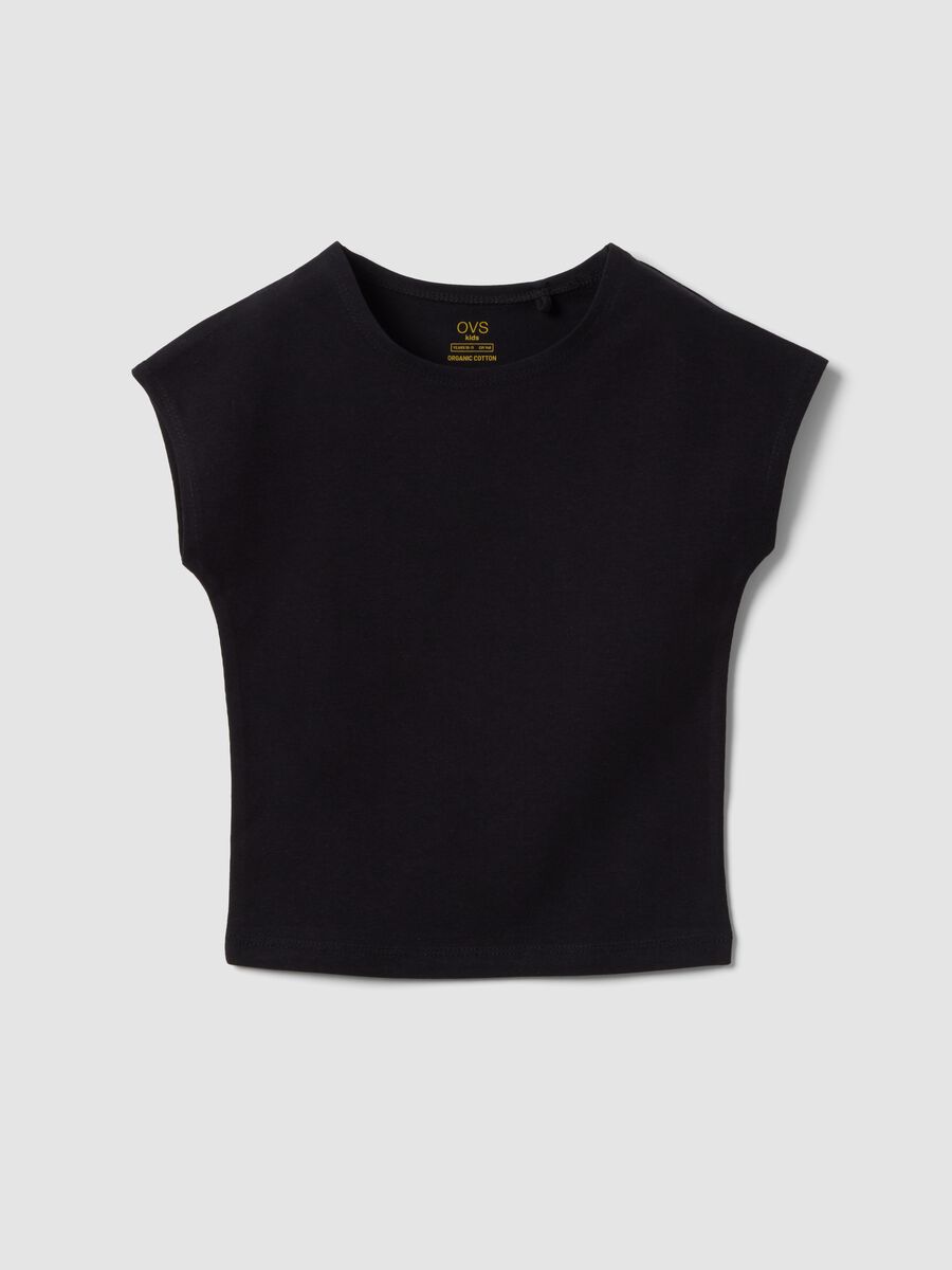 Girls' Black Stretch Cotton Slim Fit T-shirt_3