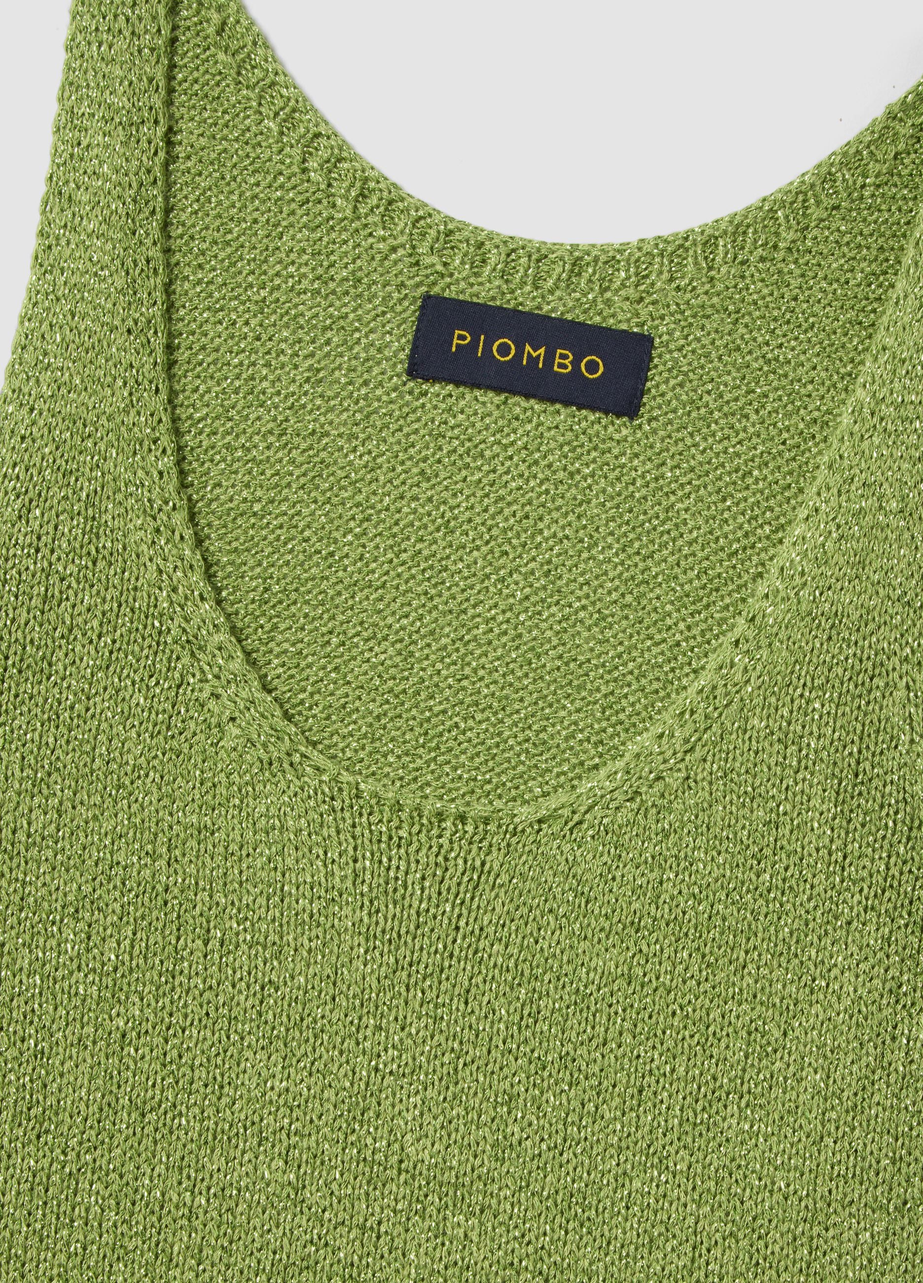 Green glitter viscose-blend tank top, regular fit