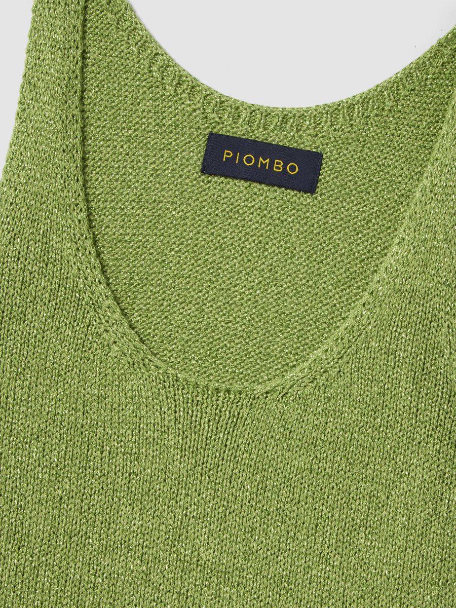 Green glitter viscose-blend tank top, regular fit_5