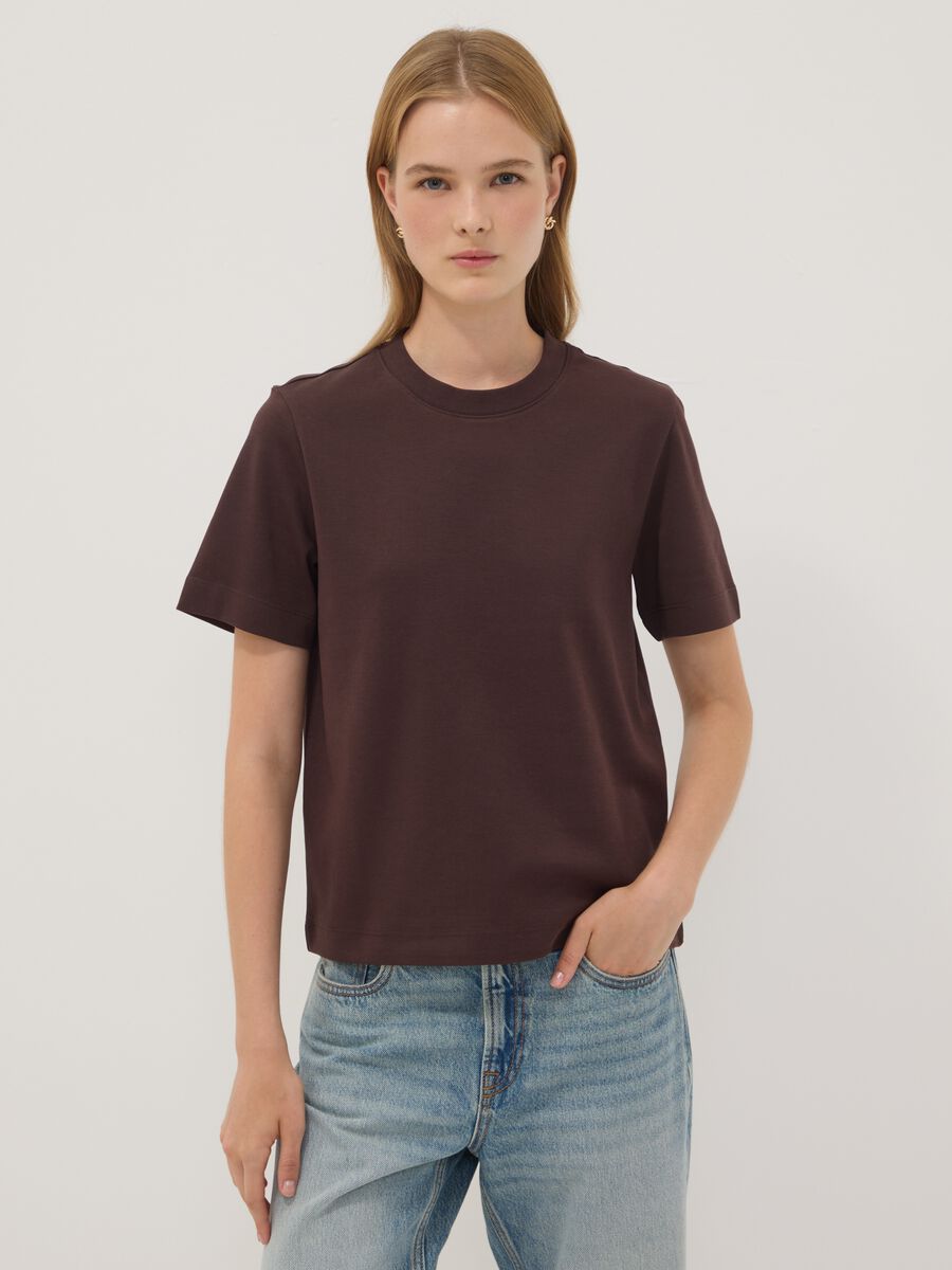 T-shirt The Iconic Tee relaxed fit marrone in puro cotone a maniche corte_0