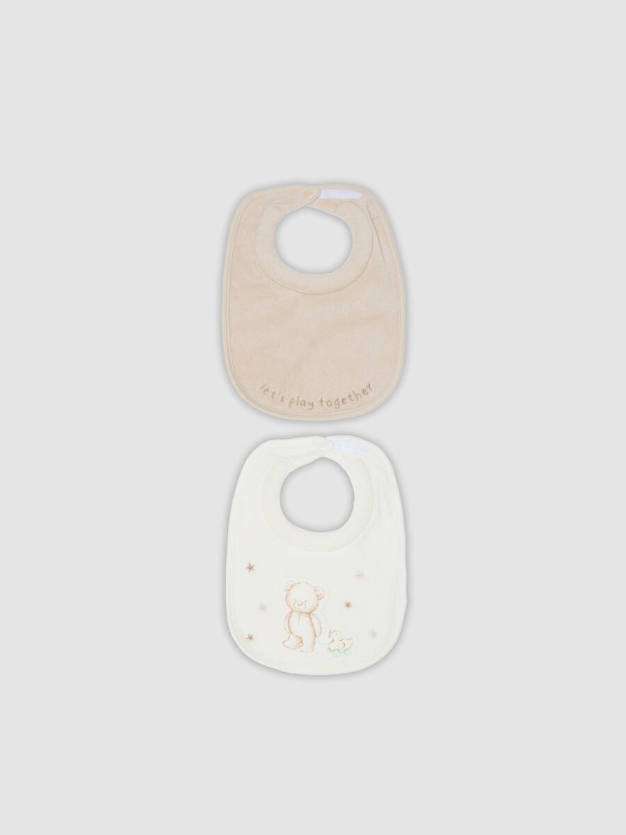 2-pack beige organic cotton baby bibs_0