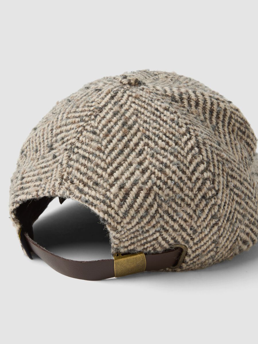 Cappello beige in misto lana con fantasia_2