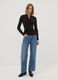 Brown stretch viscose, silk and wool crew-neck T-shirt, regular fit_1