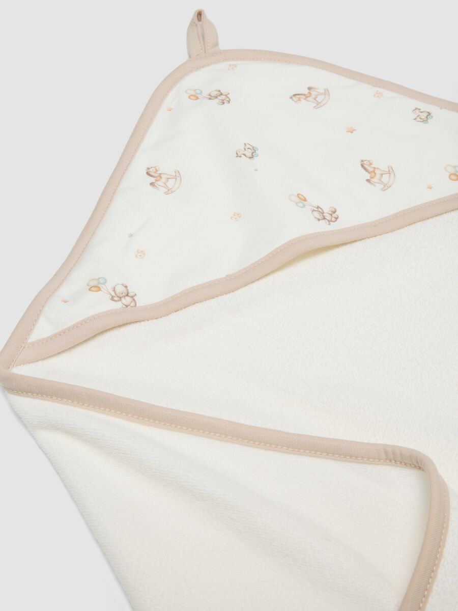 White organic cotton-blend hooded baby bathrobe_2