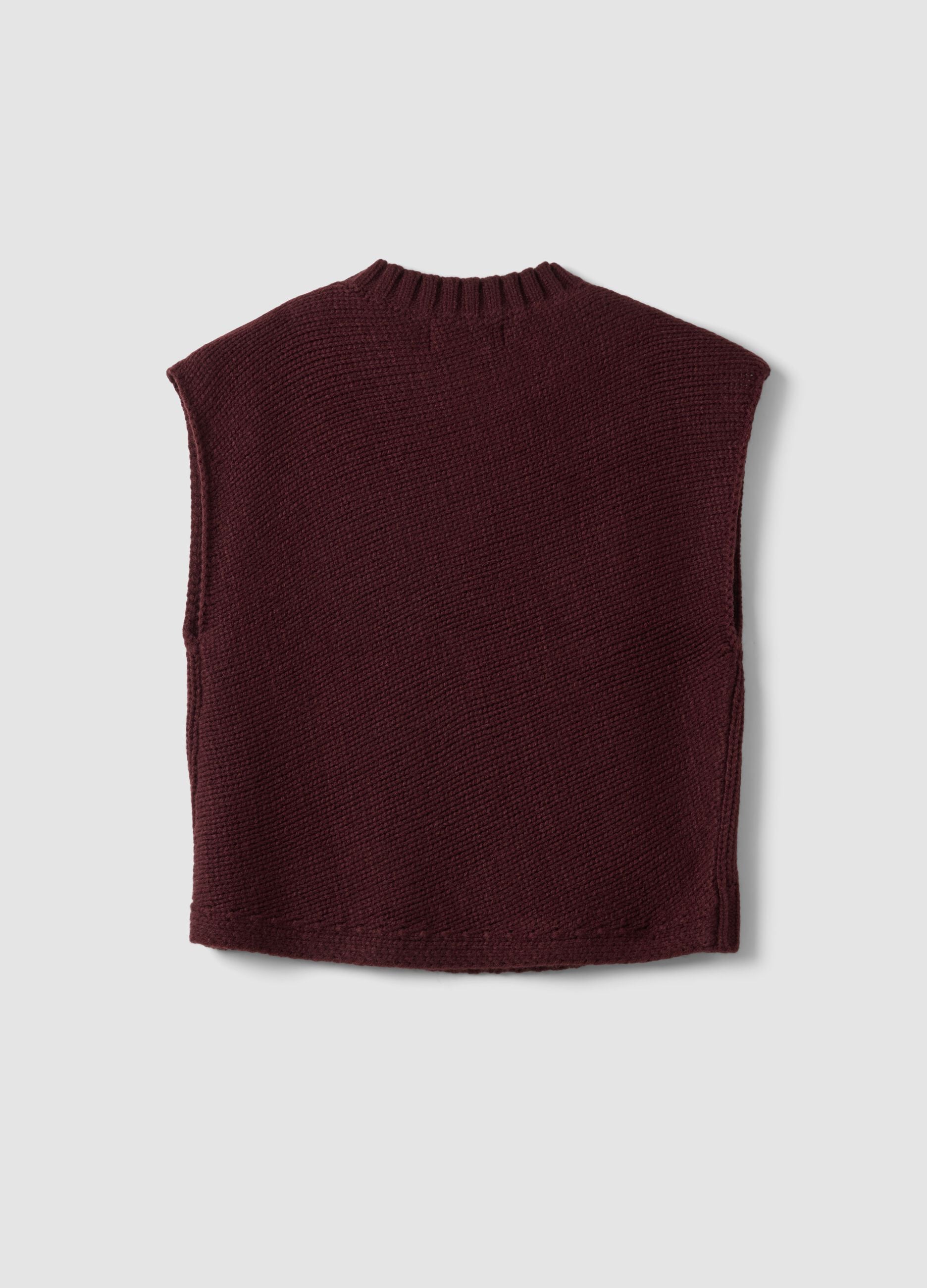 Red crew-neck wool-blend vest in oversized fit