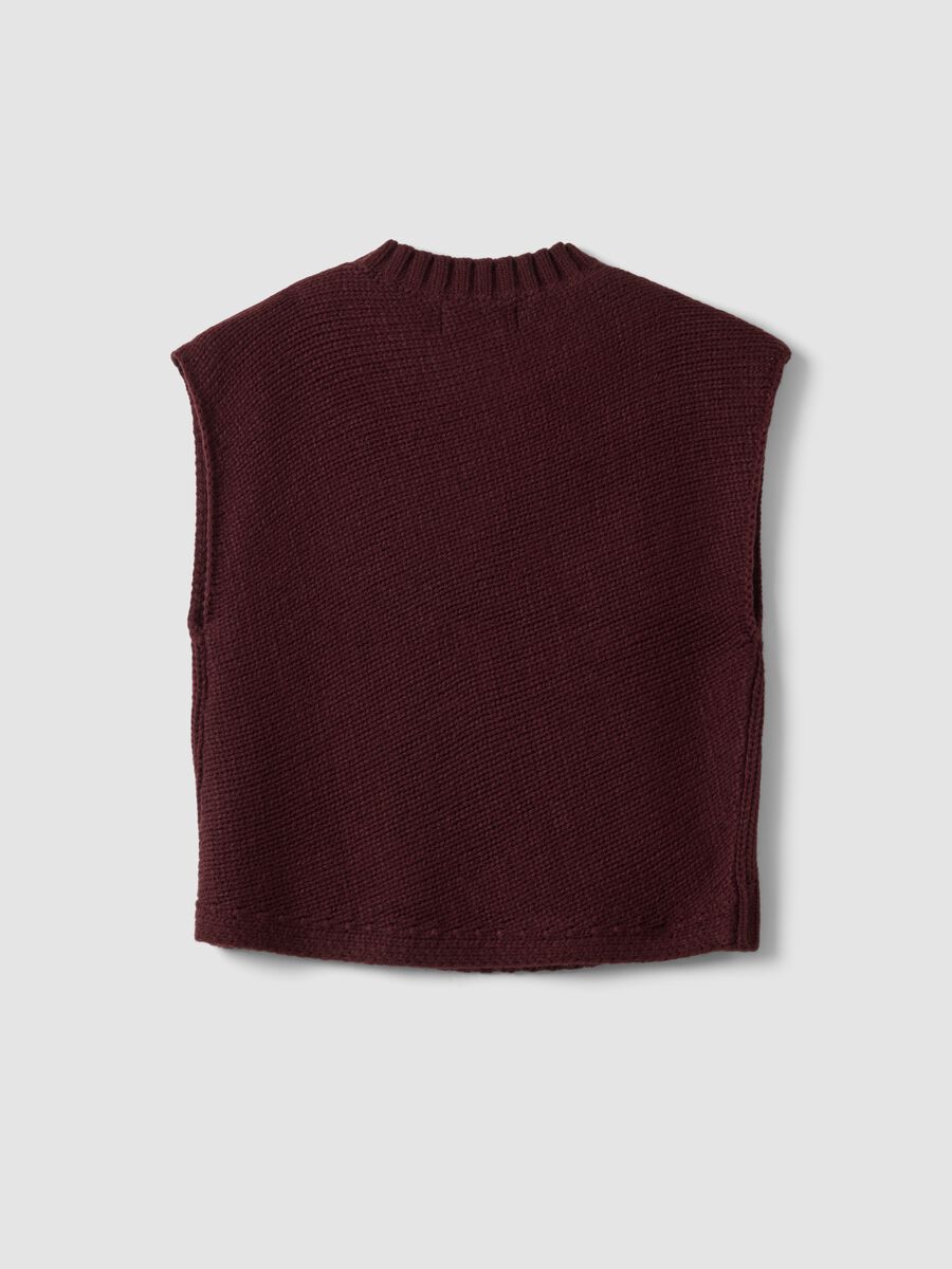 Red crew-neck wool-blend vest in oversized fit_2