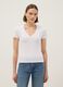 White regular fit deep V stretch cotton T-shirt_0