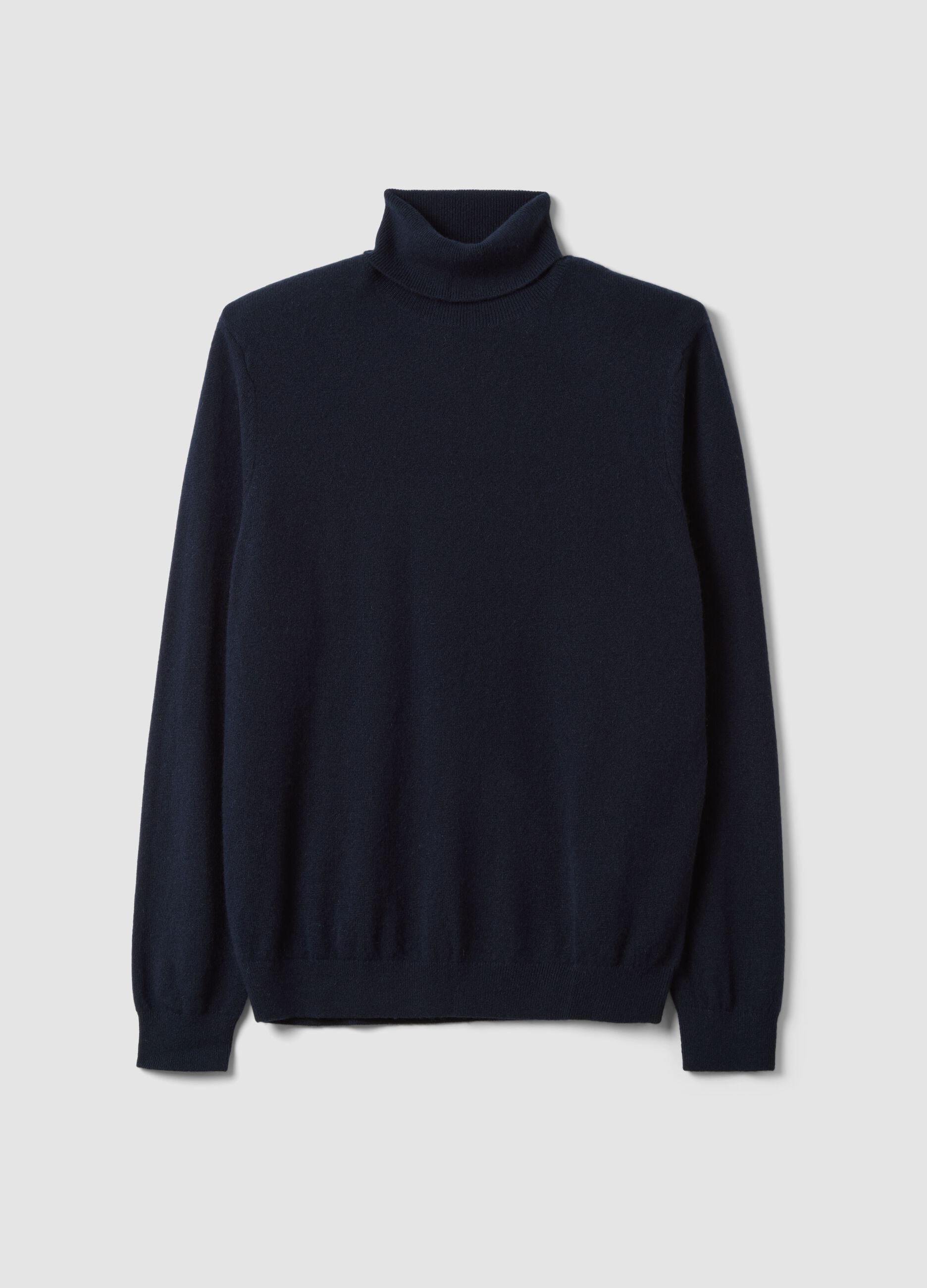 Blue pure cashmere roll-neck jumper, regular fit