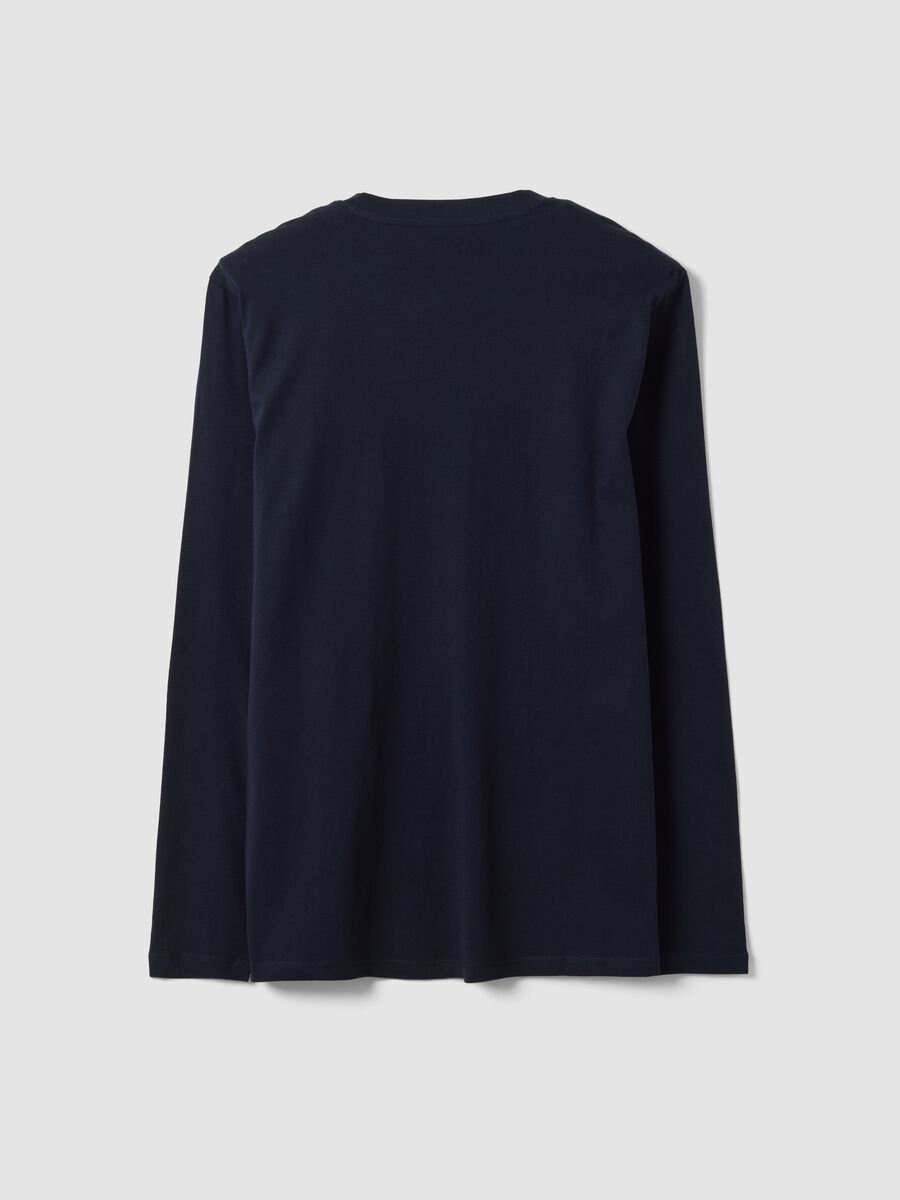 Blue long-sleeve crew-neck T-shirt in pure organic cotton_1