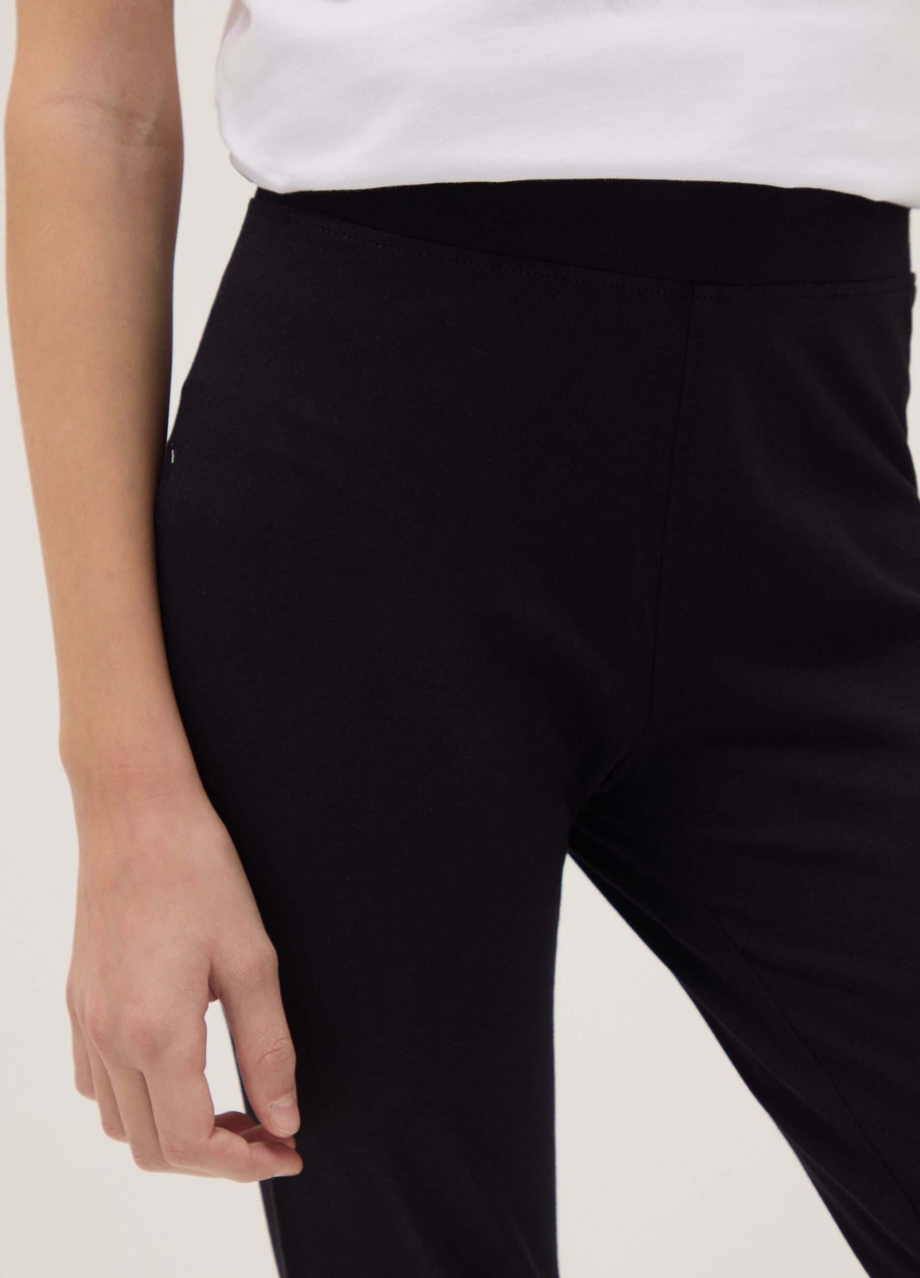 Girls' Black Stretch Cotton Skinny Fit Leggings
