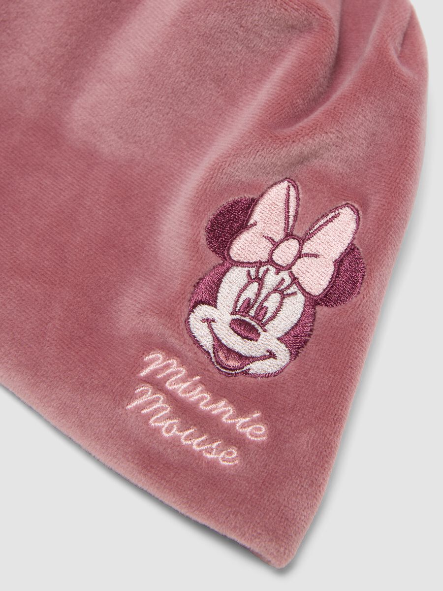Pink organic cotton jersey hat with Minnie embroidery for baby girl_2