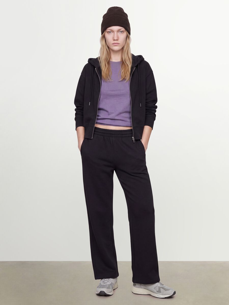 Black cotton-blend straight-fit joggers_0