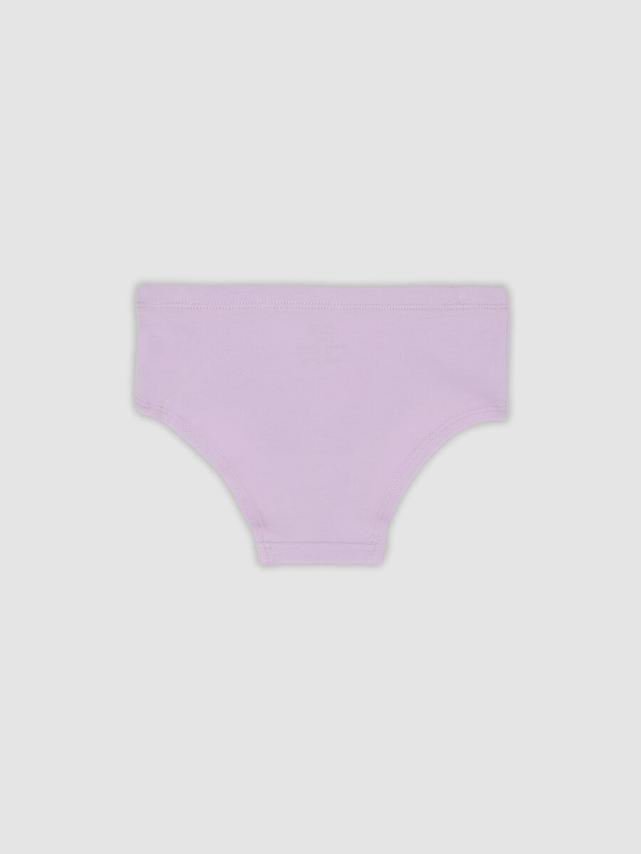 Girls&rsquo; purple stretch organic cotton briefs with star detail_1