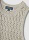 Beige viscose blend regular fit perforated top with fringes_5