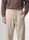 Jogger beige in misto cotone con fondo a polsino e coulisse_3