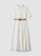 White midi broderie cotton dress with braided belt_4