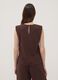 Brown sleeveless pleated-texture blouse, regular fit_3
