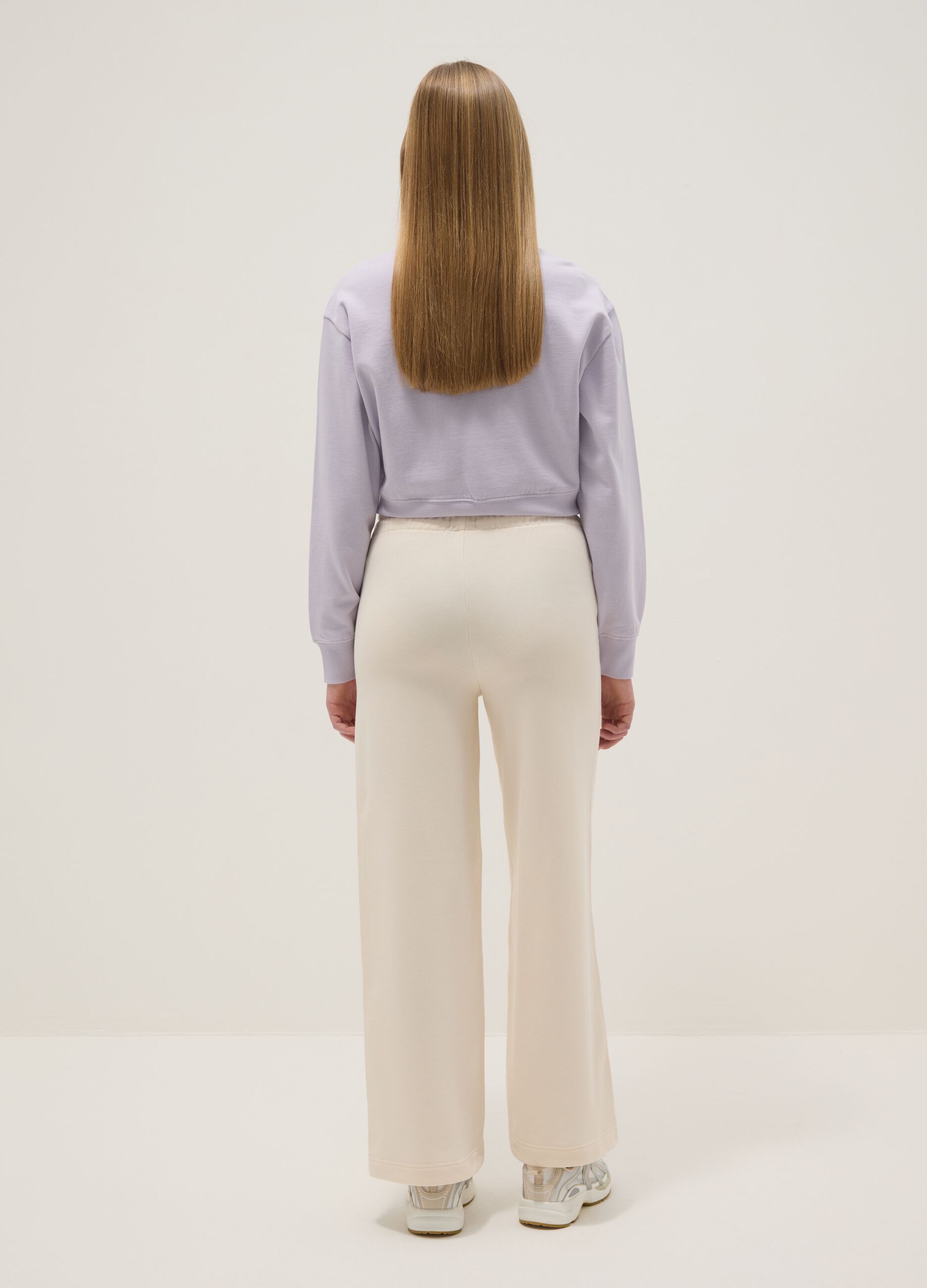 Girls' Beige Culotte Trousers in Pure Cotton