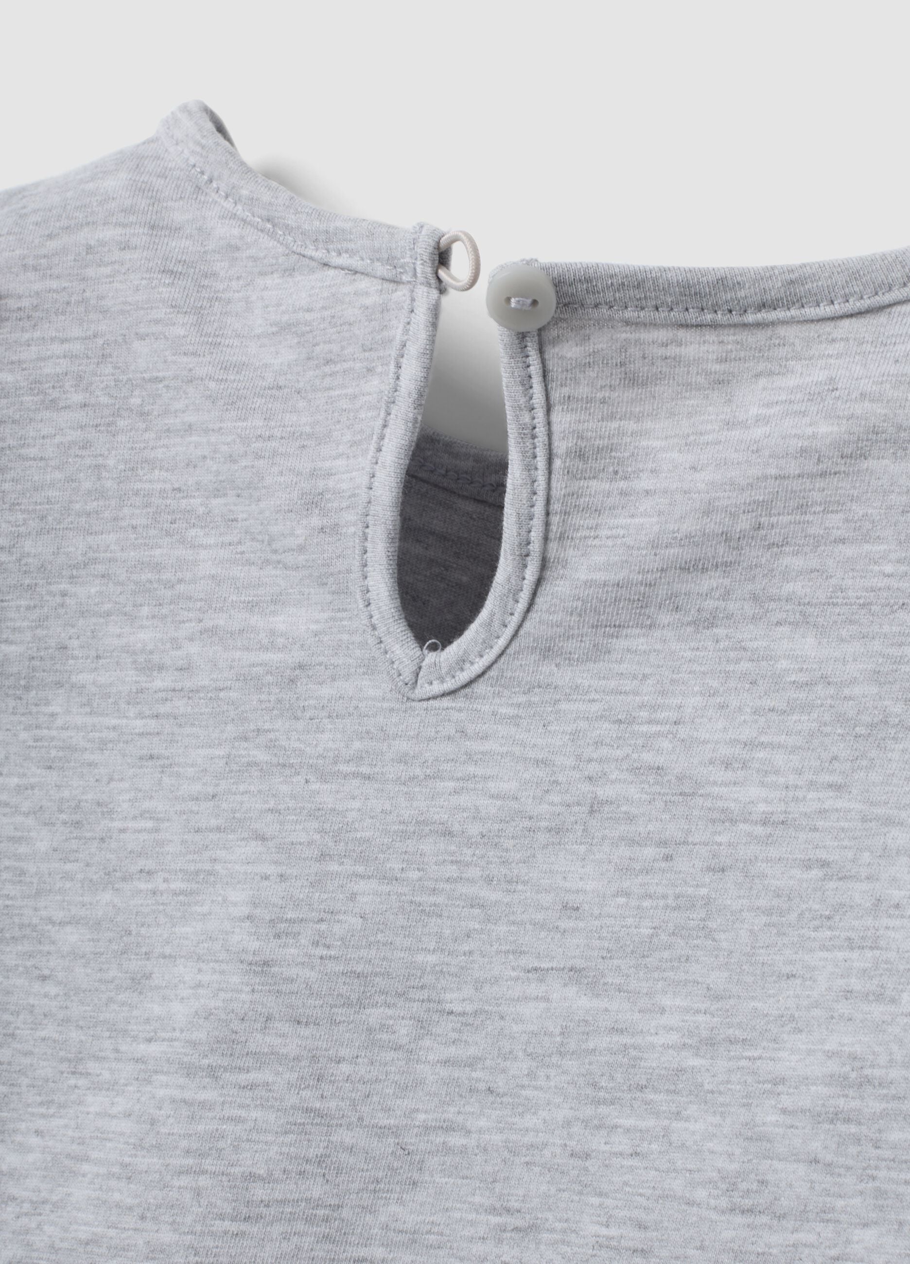 Grey T-shirt in organic cotton and viscose blend with animal print for baby girl