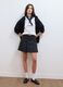 Grey stretch viscose mini skirt with belt_0