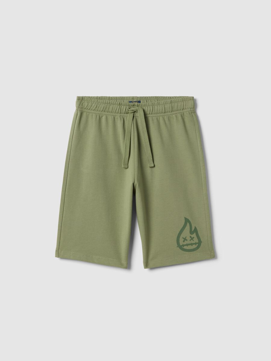Shorts in puro cotone verde da ragazzo regular fit_3
