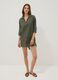 Green pure organic cotton kaftan with V-neck_0